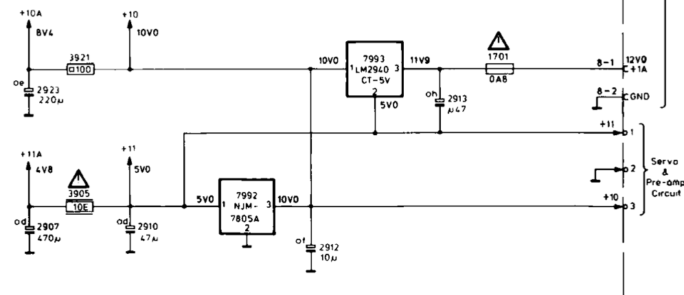 Schematic of 5 and 10v supplies from 12v input