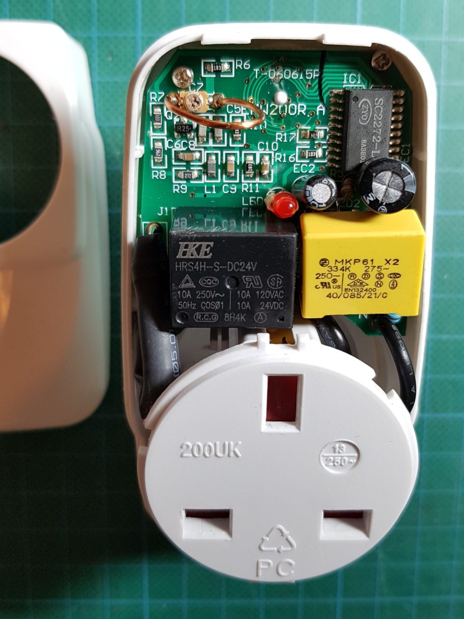 Internal view of remote control socket