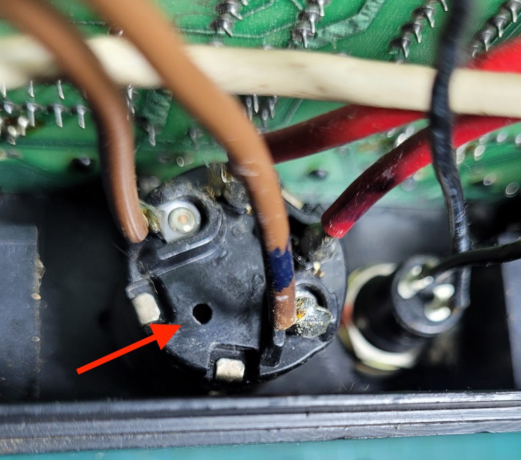 2mm hole drilled in rear of on/off switch casing